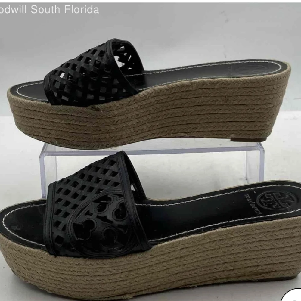 Tory Burch Black Espadrilles Platform Sandals